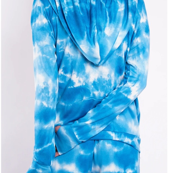 HOODIE zip up hoodie teal tie dye size large - Picture 3 of 11